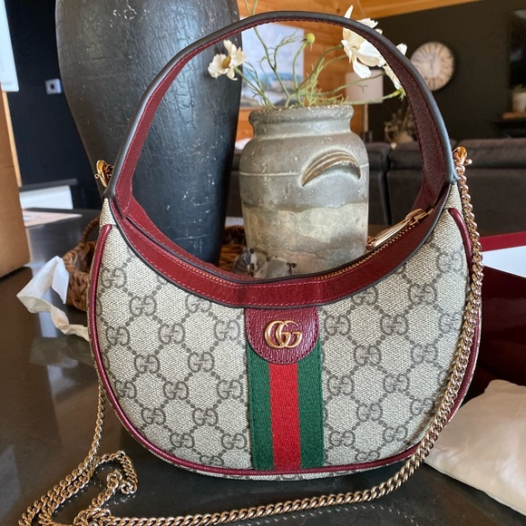 Gucci Handbags - Gucci Canvas Hobo with Red Trim and Green-Red Web Stripe (A Must Have)
